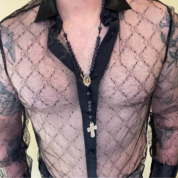 Other - Rosary Necklace Men Black New
